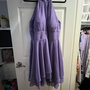 JJs House Lavender One-Shoulder Chiffon Cocktail Dress